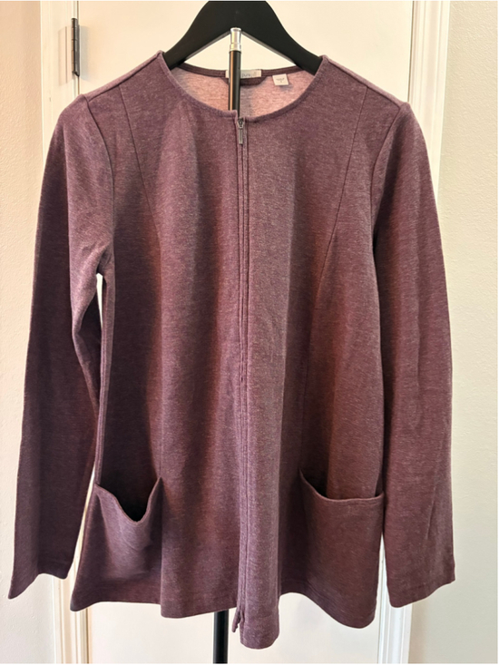 Pure Jill Tops - J.Jill Pure Jill Full Zip Cardigan Jacket Heather Purple Cotton Knit Size S